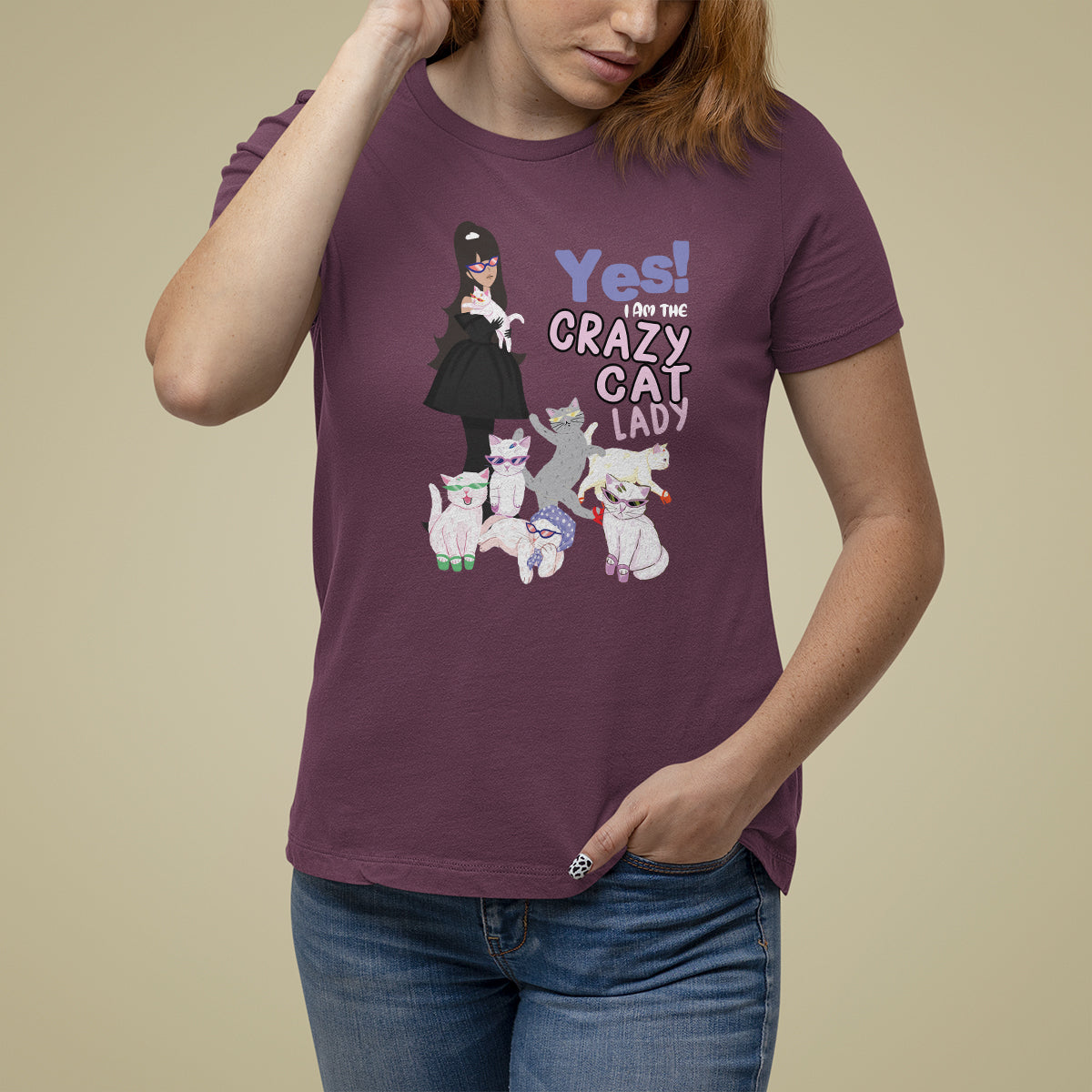 Mother's Day Cat Lover T Shirt For Women Yes I Am The Crazy Cat Mom - Wonder Print Shop
