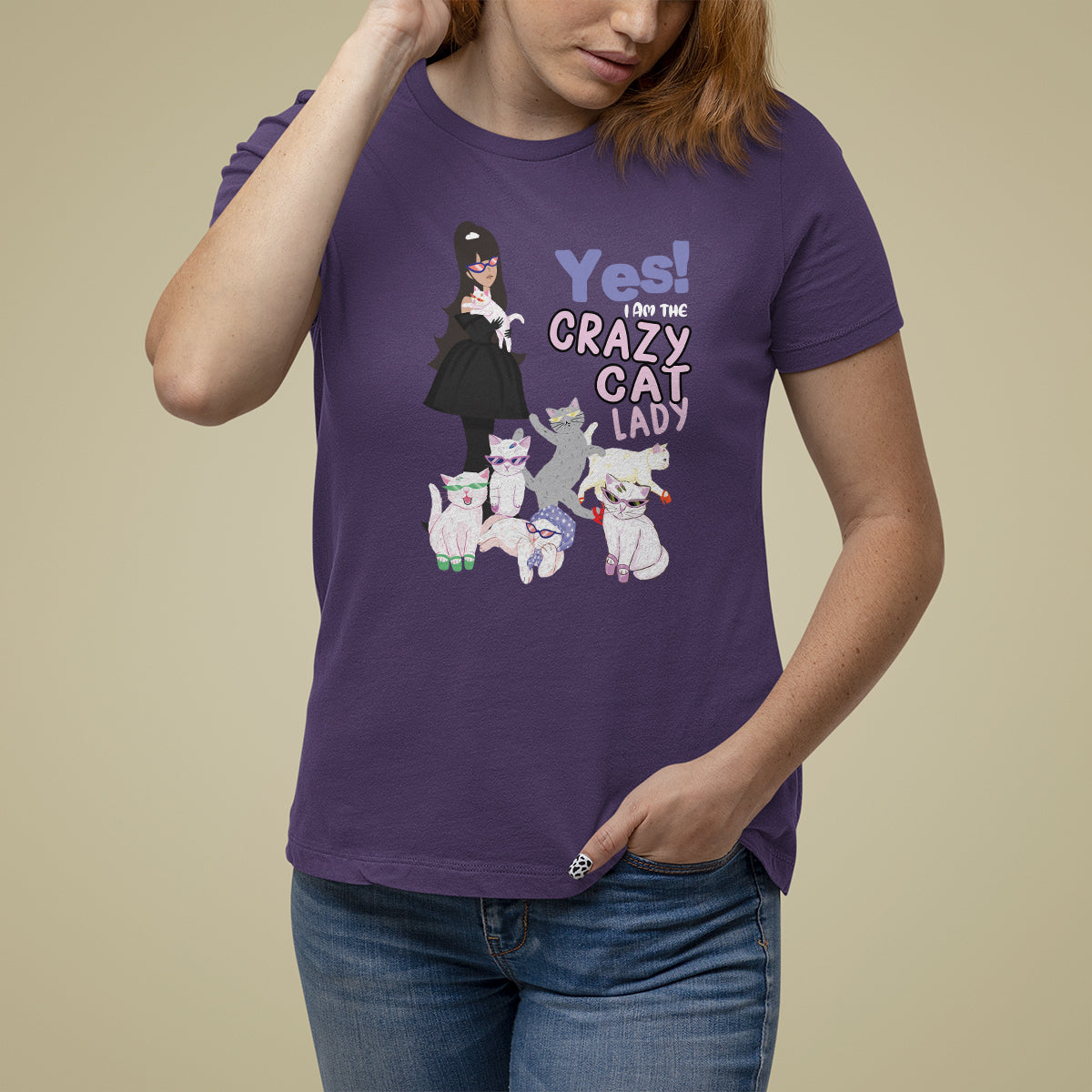Mother's Day Cat Lover T Shirt For Women Yes I Am The Crazy Cat Mom - Wonder Print Shop