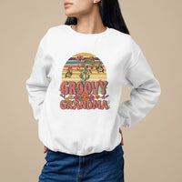 Mother's Day Grandma Groovy Floral Hippie Retro Flower Sweatshirt - Wonder Print Shop
