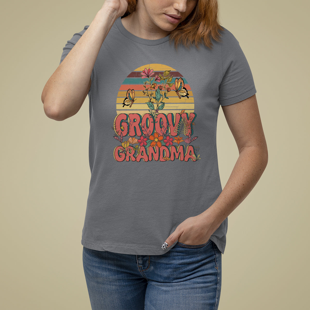 Mother's Day Grandma Groovy Floral Hippie Retro Flower T Shirt For Women - Wonder Print Shop