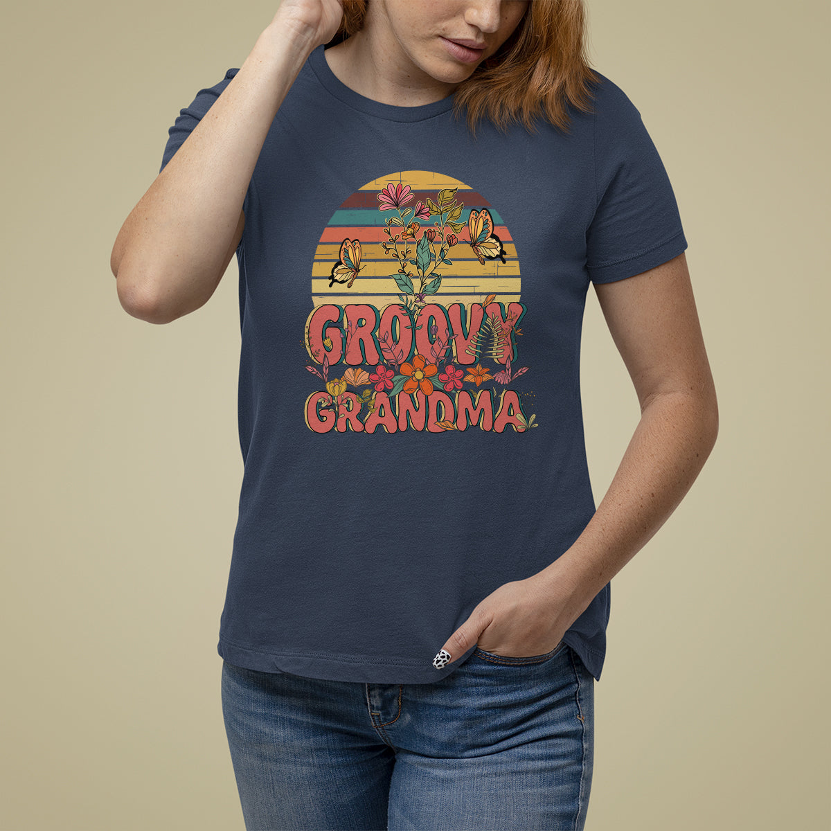 Mother's Day Grandma Groovy Floral Hippie Retro Flower T Shirt For Women - Wonder Print Shop