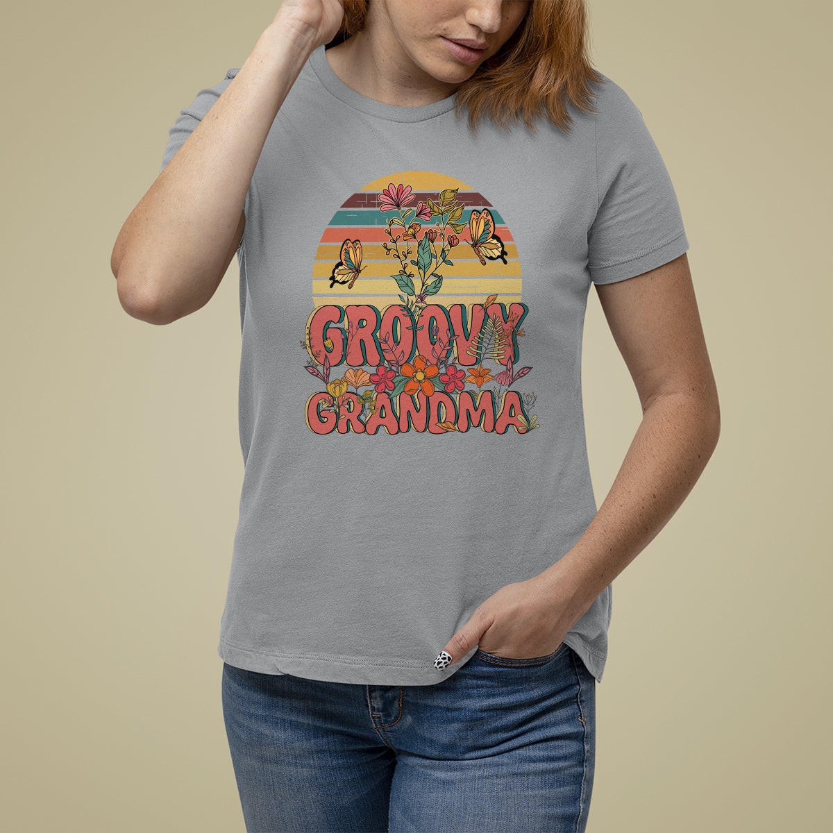 Mother's Day Grandma Groovy Floral Hippie Retro Flower T Shirt For Women - Wonder Print Shop