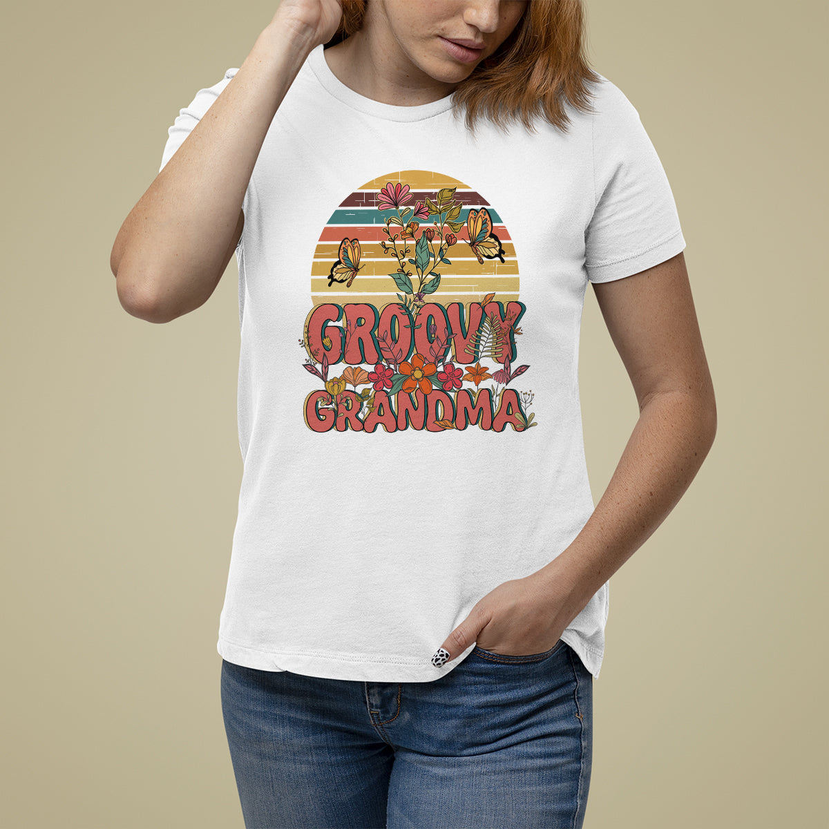 Mother's Day Grandma Groovy Floral Hippie Retro Flower T Shirt For Women - Wonder Print Shop