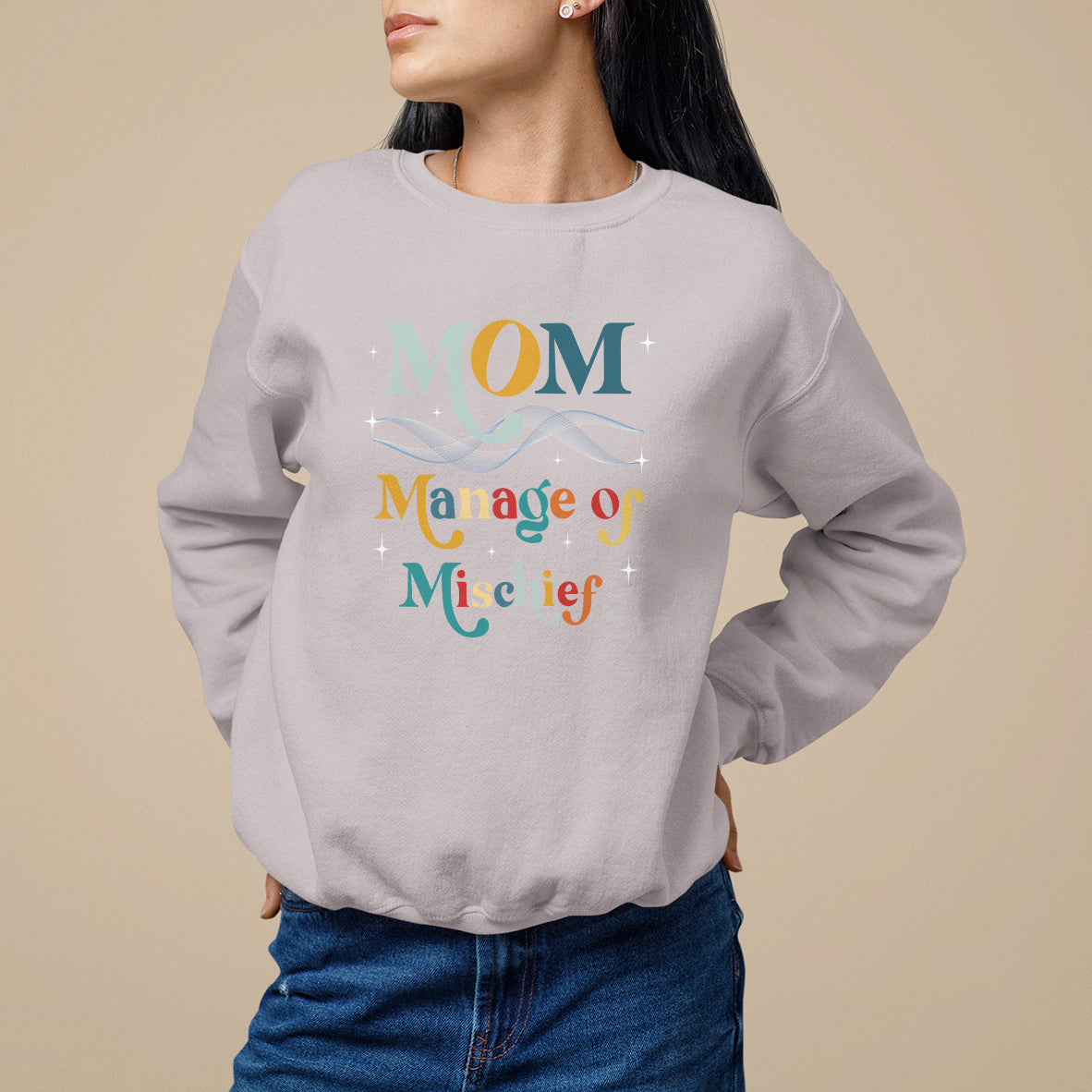 Mother's Day Sweatshirt Manager of Mischief Funny Mom Wizard Magic - Wonder Print Shop