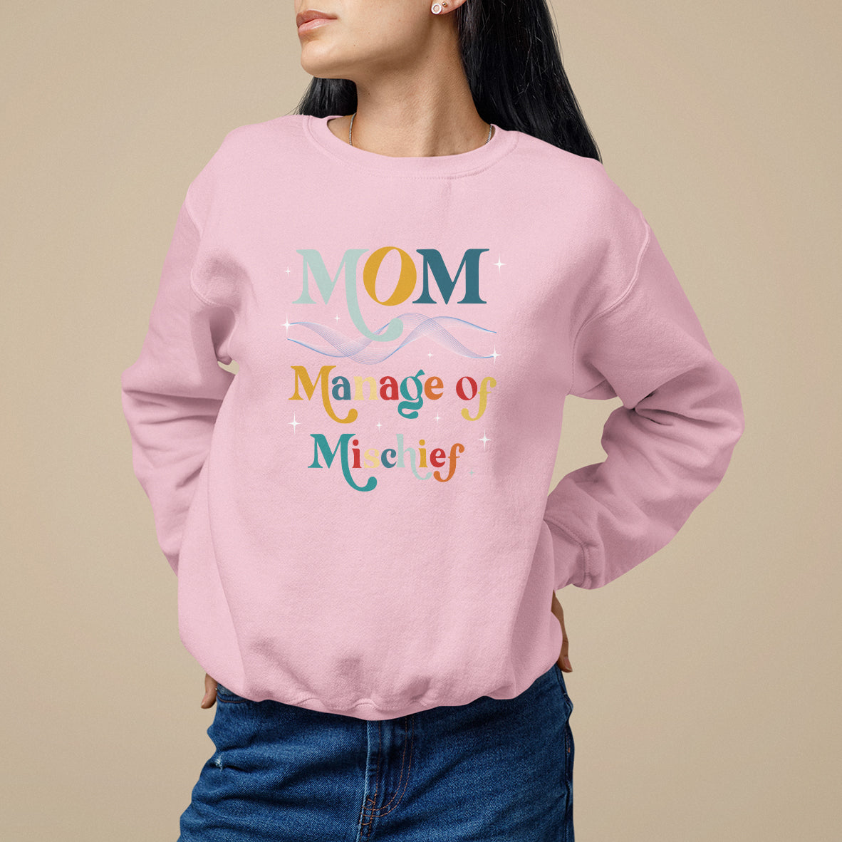 Mother's Day Sweatshirt Manager of Mischief Funny Mom Wizard Magic - Wonder Print Shop
