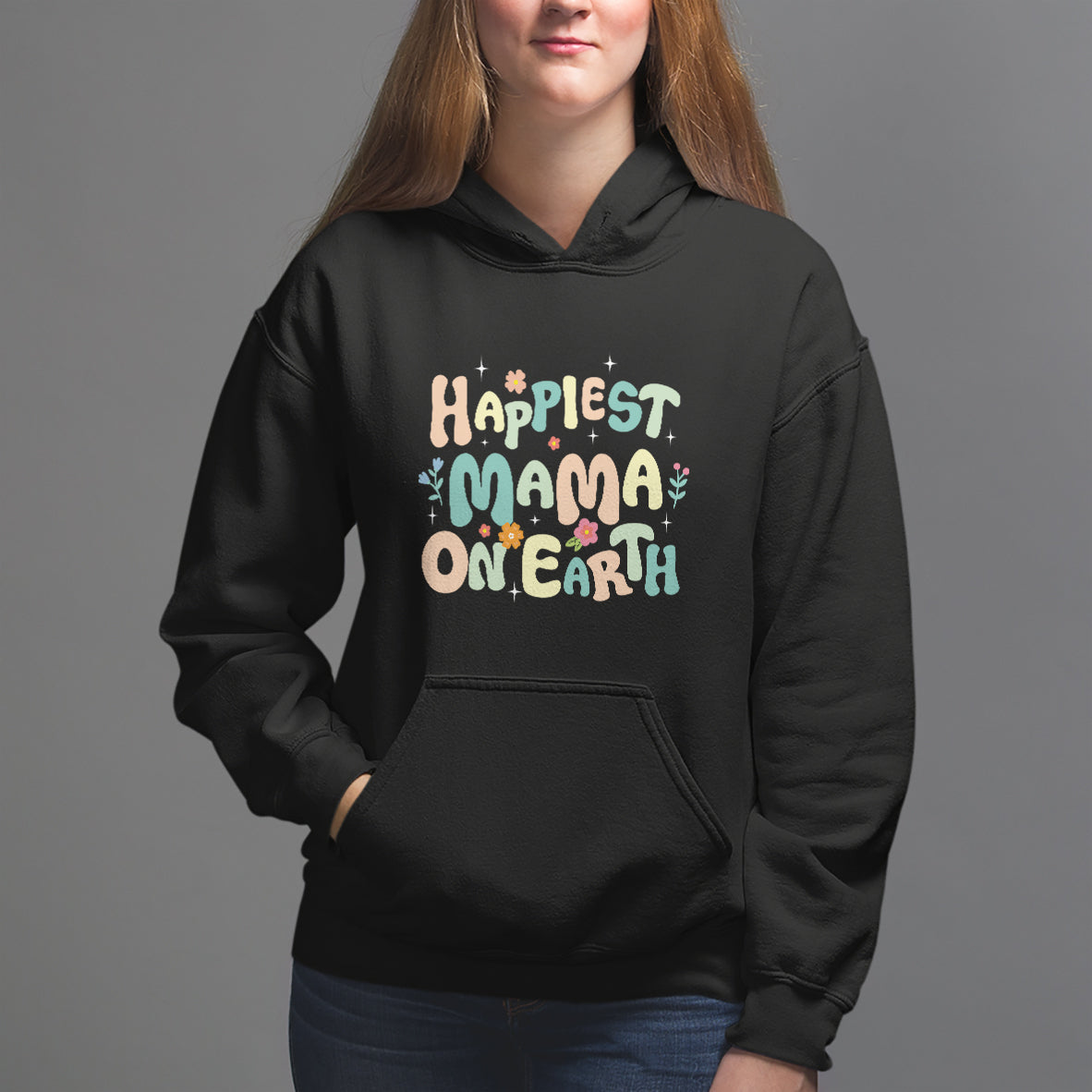 Mother's Day Hoodie Happiest Mama On Earth Groovy - Wonder Print Shop