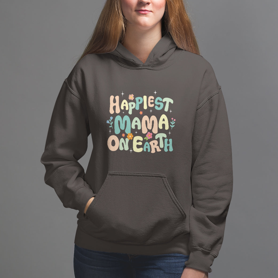 Mother's Day Hoodie Happiest Mama On Earth Groovy - Wonder Print Shop