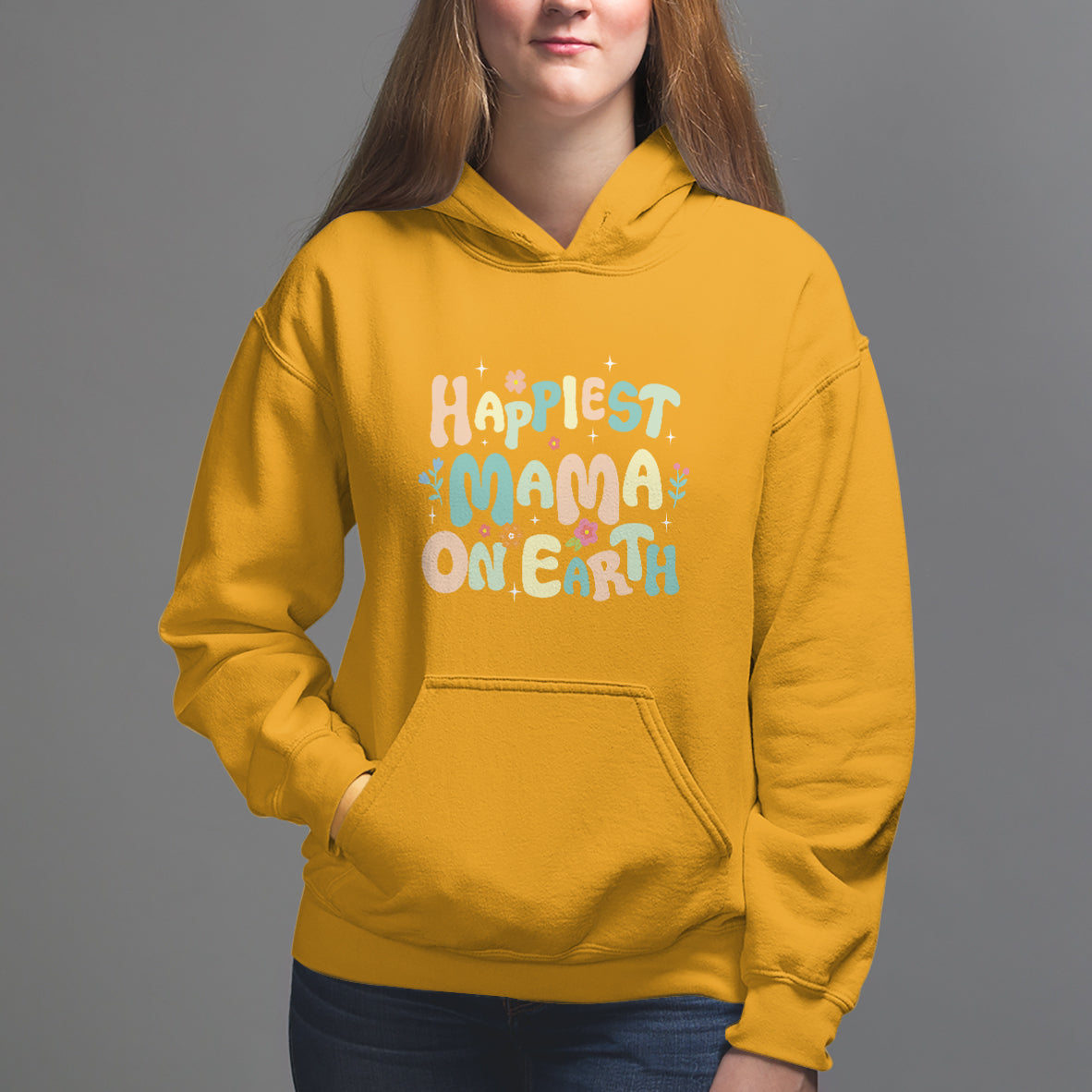 Mother's Day Hoodie Happiest Mama On Earth Groovy - Wonder Print Shop