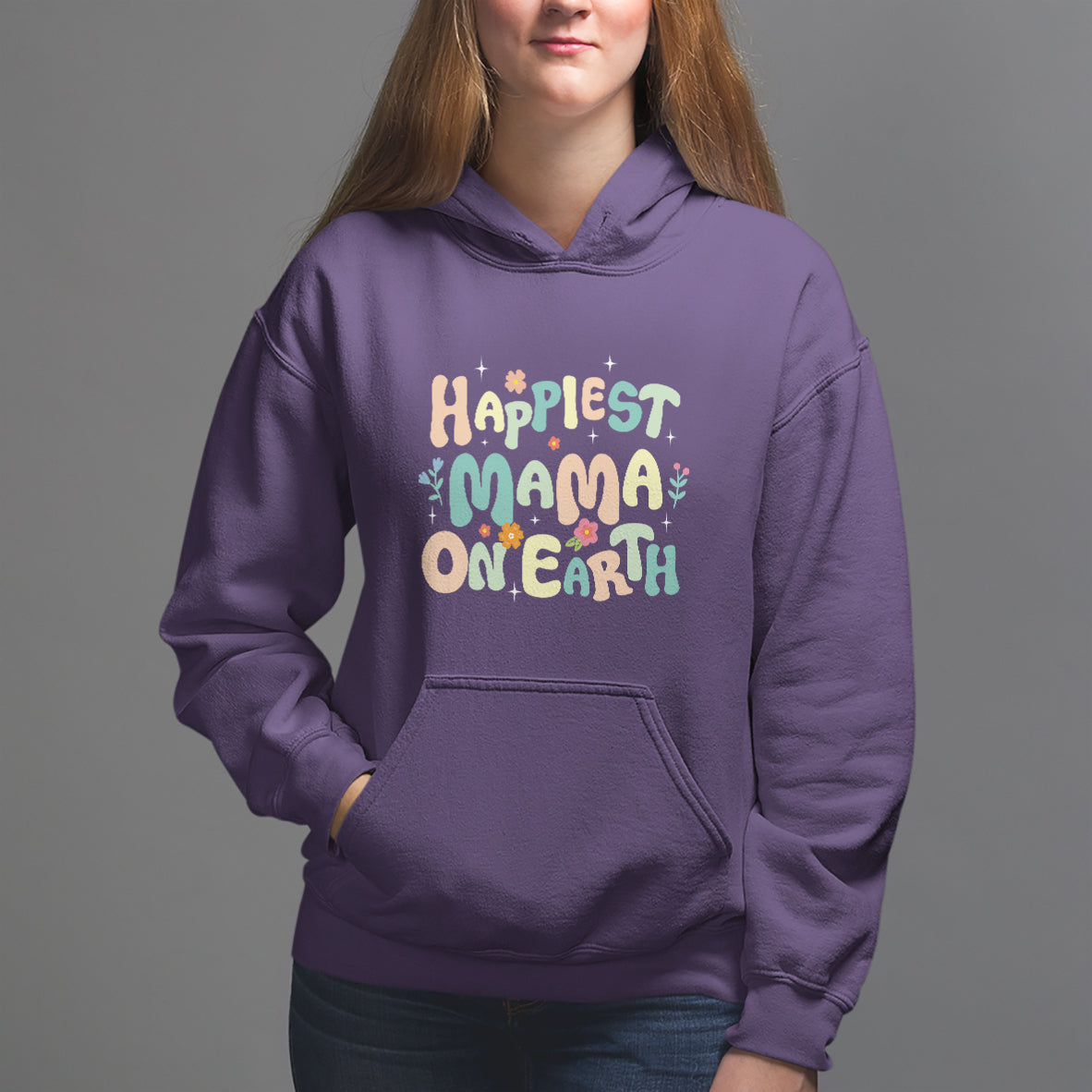 Mother's Day Hoodie Happiest Mama On Earth Groovy - Wonder Print Shop