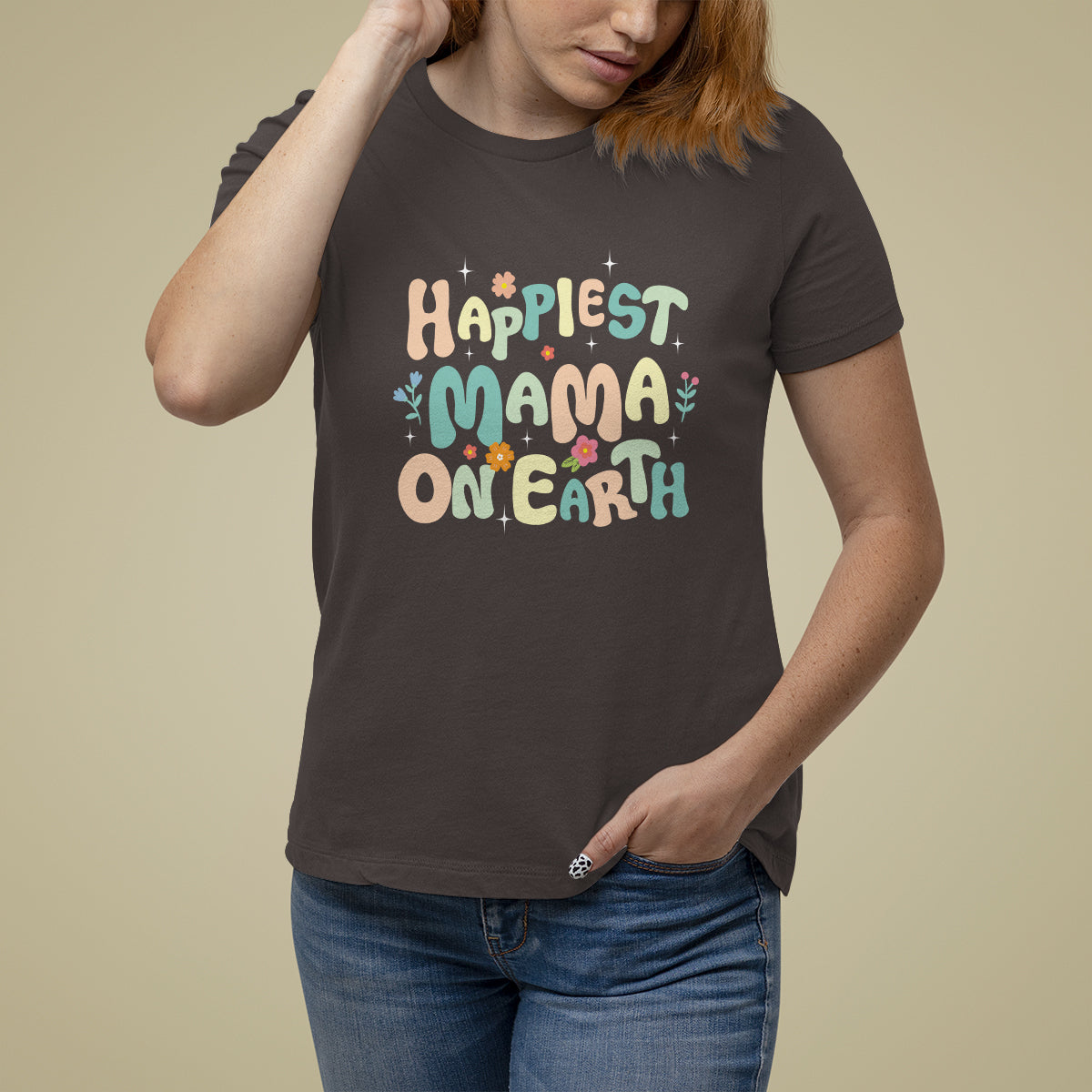 Mother's Day T Shirt For Women Happiest Mama On Earth Groovy - Wonder Print Shop