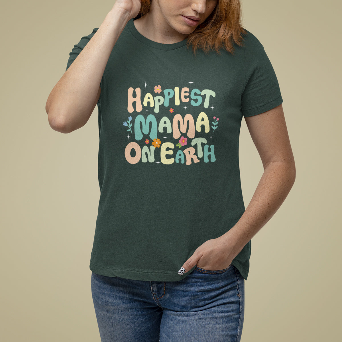 Mother's Day T Shirt For Women Happiest Mama On Earth Groovy - Wonder Print Shop