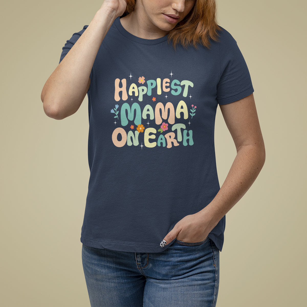Mother's Day T Shirt For Women Happiest Mama On Earth Groovy - Wonder Print Shop