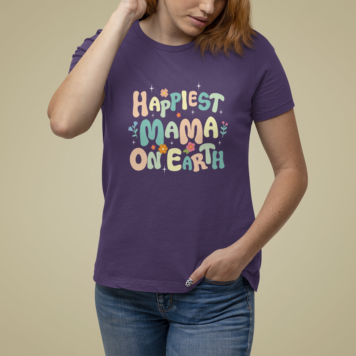 Mother's Day T Shirt For Women Happiest Mama On Earth Groovy - Wonder Print Shop