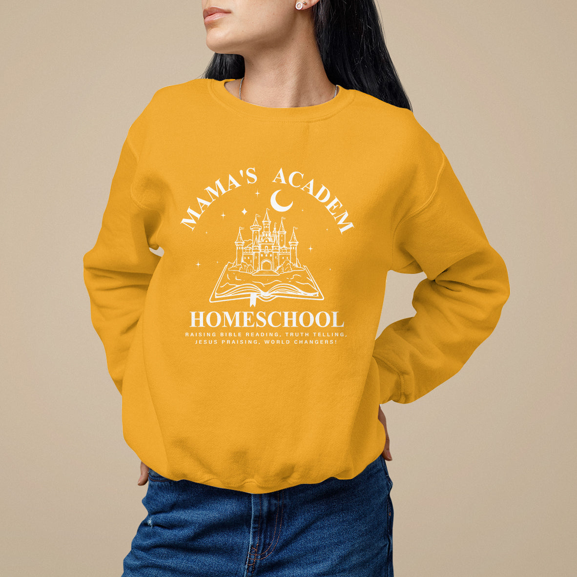 Mother's Day Sweatshirt Mama's Academy Homeschool Cute Stay At Home Mom - Wonder Print Shop