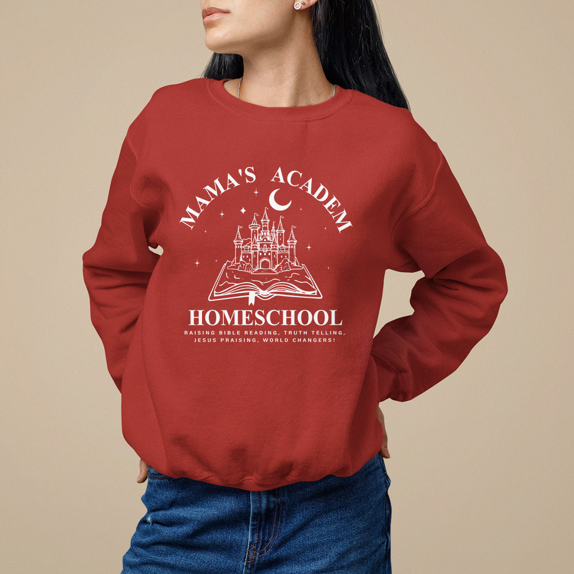 Mother's Day Sweatshirt Mama's Academy Homeschool Cute Stay At Home Mom - Wonder Print Shop