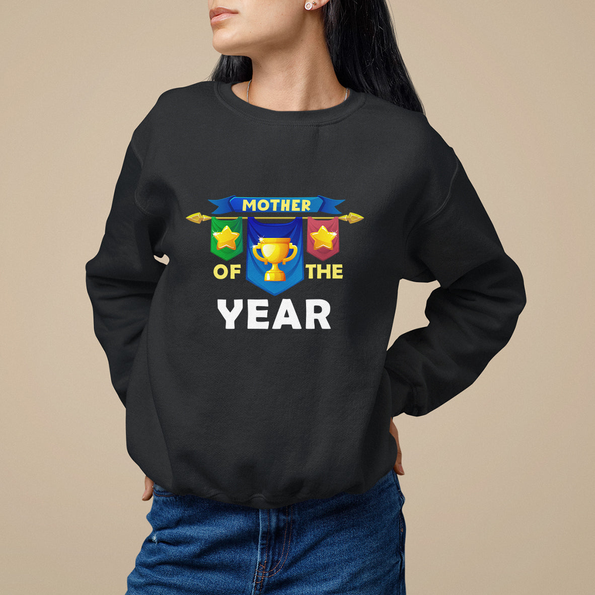 Mother's Day Sweatshirt Mother Of The Year Award Medal - Wonder Print Shop