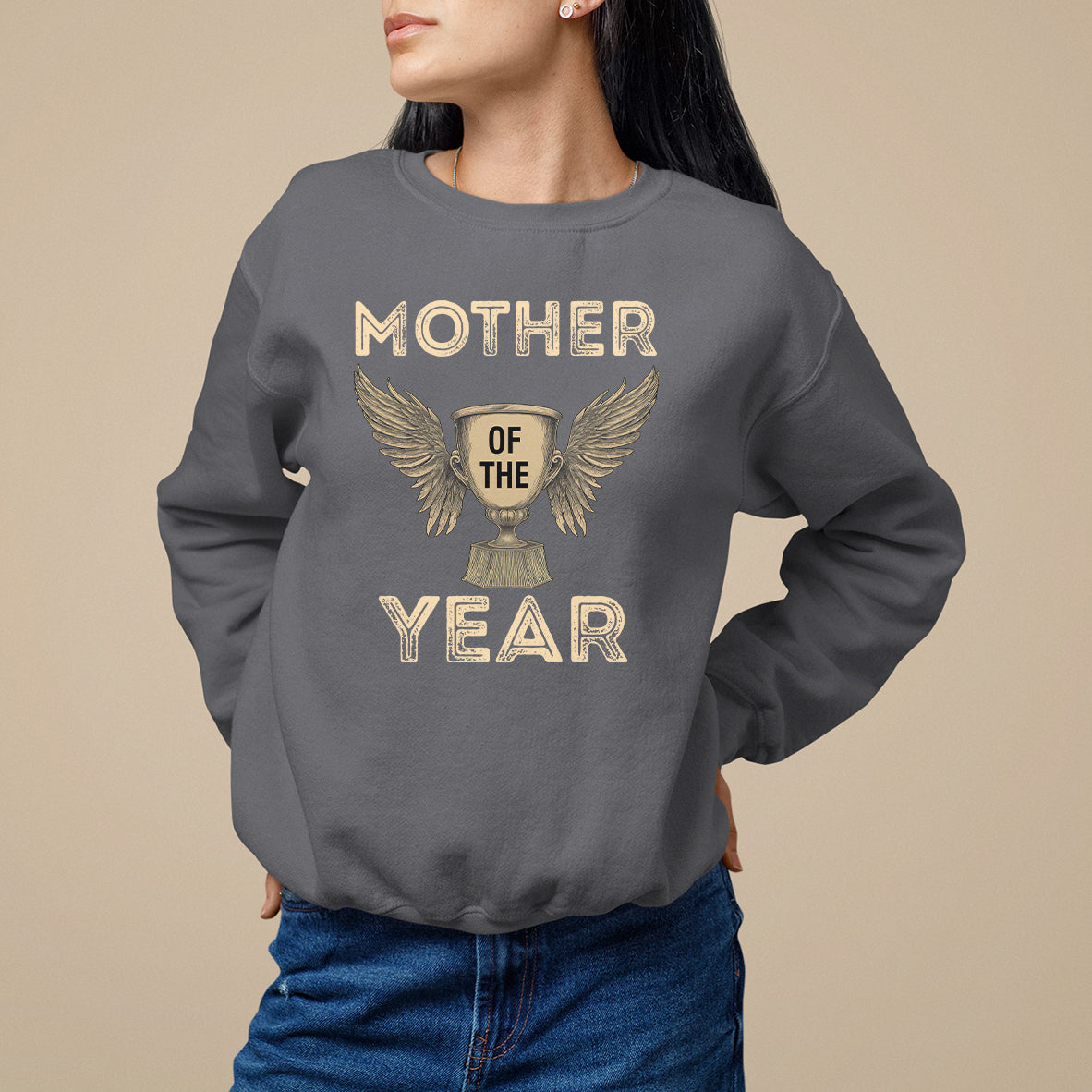 Mother's Day Sweatshirt Mother Of The Year Award Medal - Wonder Print Shop