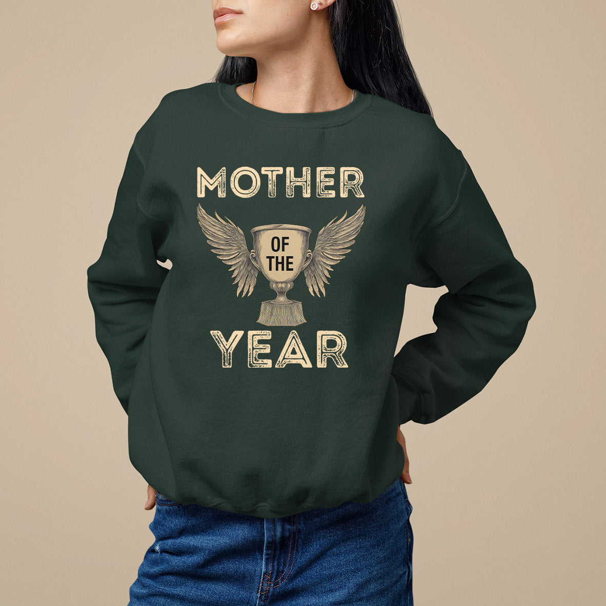 Mother's Day Sweatshirt Mother Of The Year Award Medal - Wonder Print Shop
