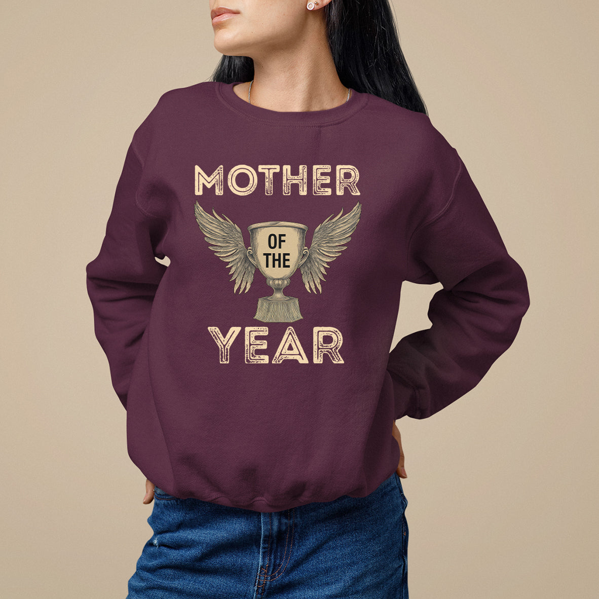 Mother's Day Sweatshirt Mother Of The Year Award Medal - Wonder Print Shop