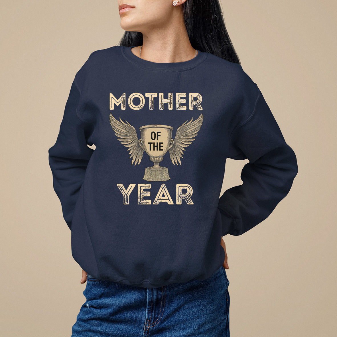 Mother's Day Sweatshirt Mother Of The Year Award Medal - Wonder Print Shop