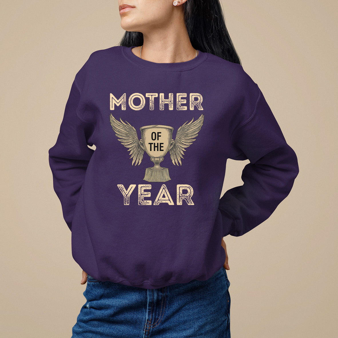 Mother's Day Sweatshirt Mother Of The Year Award Medal - Wonder Print Shop