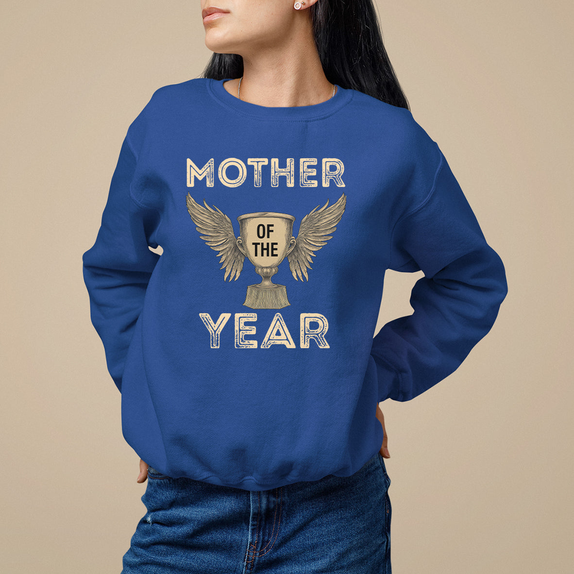 Mother's Day Sweatshirt Mother Of The Year Award Medal - Wonder Print Shop