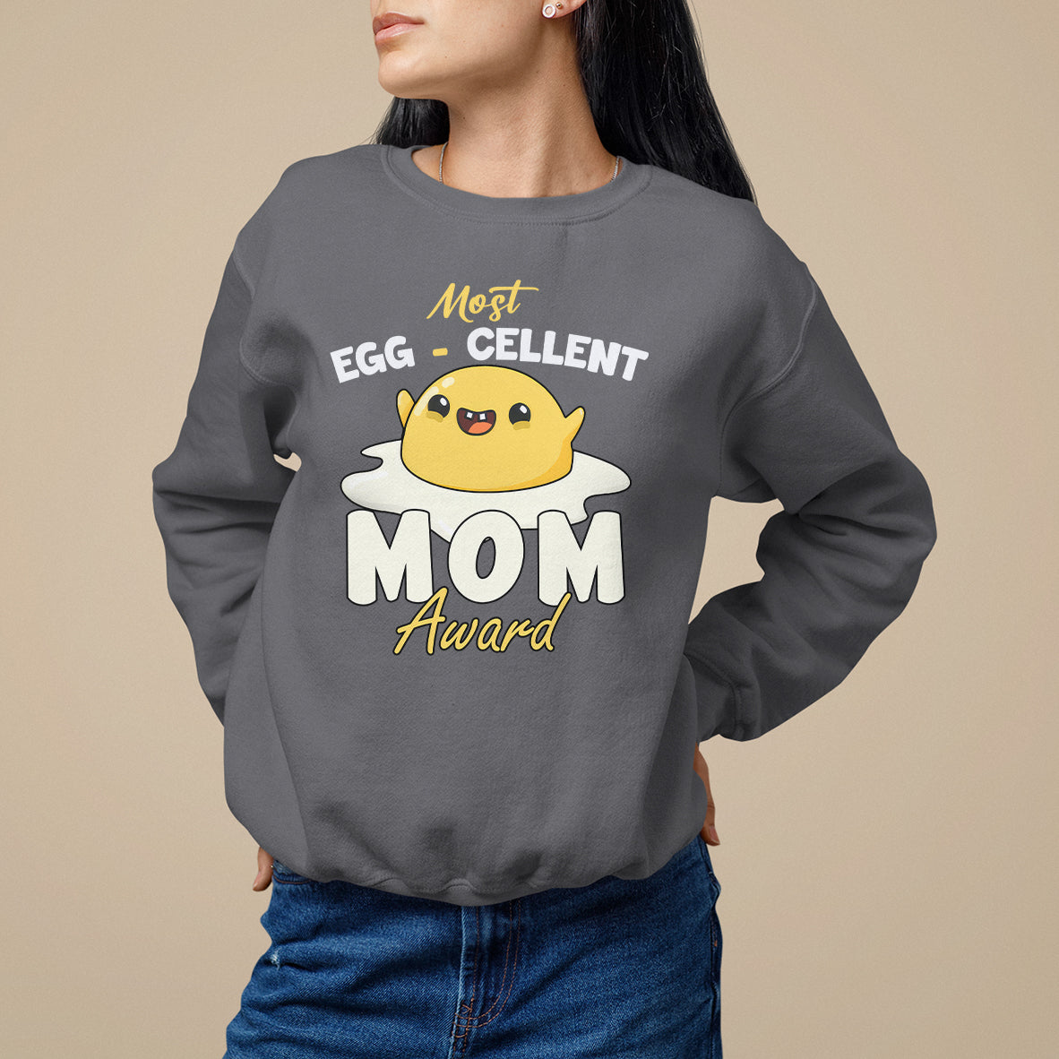 Mother's Day Sweatshirt Most Eggcelent Mom Cute Egg - Wonder Print Shop