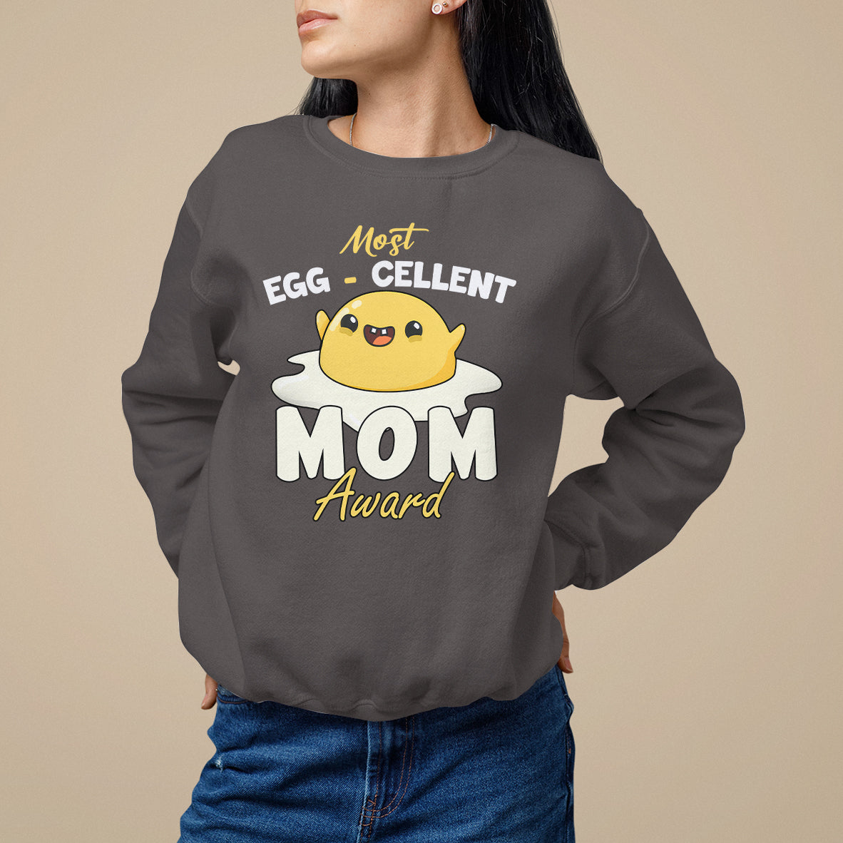 Mother's Day Sweatshirt Most Eggcelent Mom Cute Egg - Wonder Print Shop