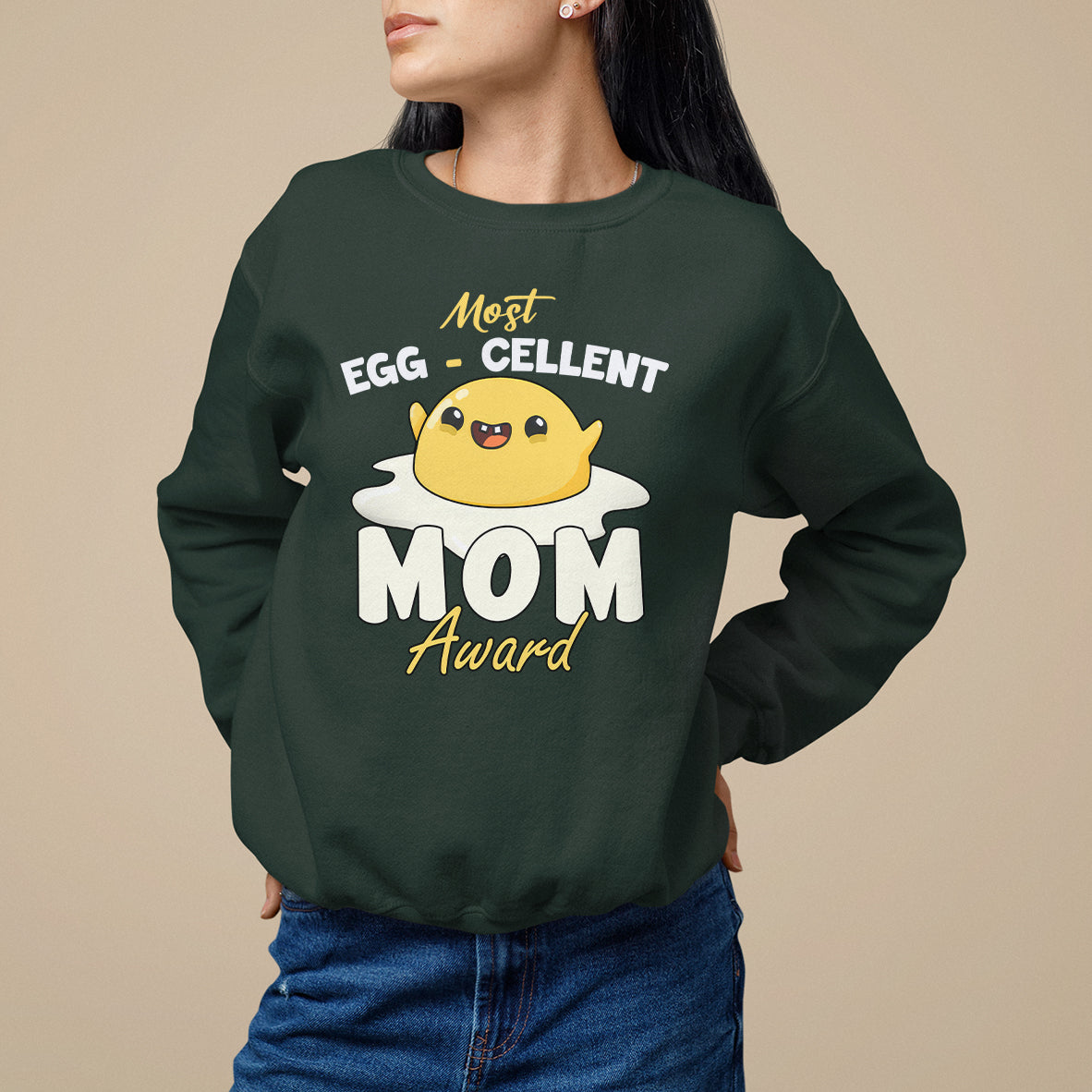 Mother's Day Sweatshirt Most Eggcelent Mom Cute Egg - Wonder Print Shop