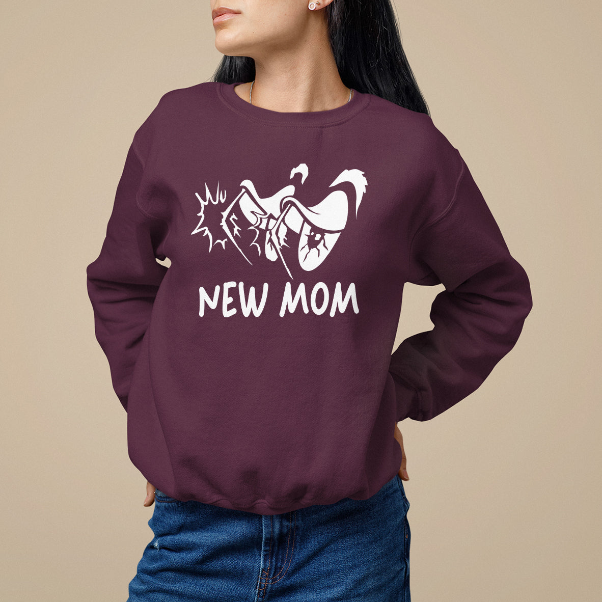 Mother's Day Sweatshirt New Mom Funny Eyes Need More Sleep - Wonder Print Shop