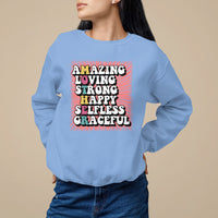 Mother's Day Sweatshirt Amazing Loving Strong Happy Selfless Graceful Mom - Wonder Print Shop