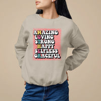 Mother's Day Sweatshirt Amazing Loving Strong Happy Selfless Graceful Mom - Wonder Print Shop