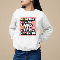 Mother's Day Sweatshirt Amazing Loving Strong Happy Selfless Graceful Mom - Wonder Print Shop