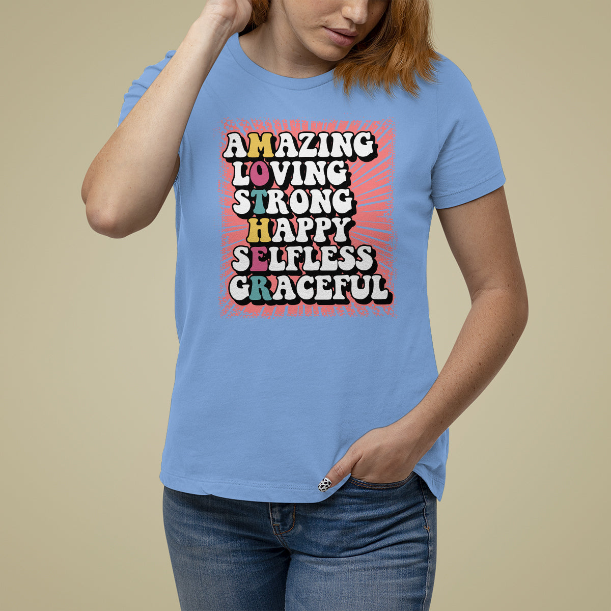 Mother's Day T Shirt For Women Amazing Loving Strong Happy Selfless Graceful Mom - Wonder Print Shop
