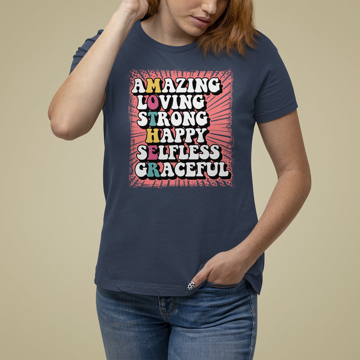 Mother's Day T Shirt For Women Amazing Loving Strong Happy Selfless Graceful Mom - Wonder Print Shop