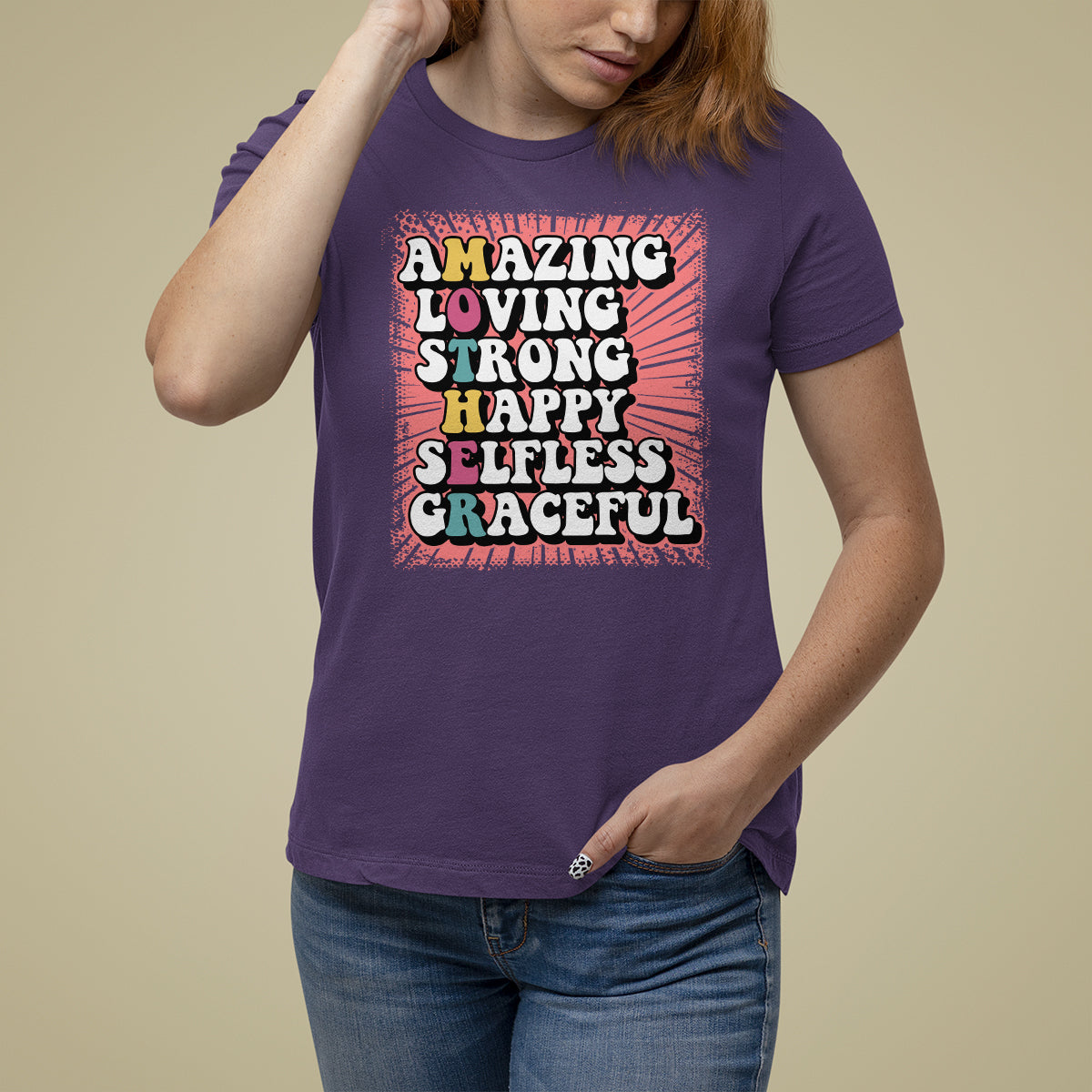 Mother's Day T Shirt For Women Amazing Loving Strong Happy Selfless Graceful Mom - Wonder Print Shop