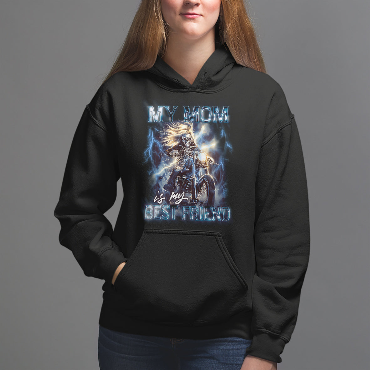 Mother's Day Hoodie My Mom Is My Best Friend Cool Mommy Motorcycle - Wonder Print Shop