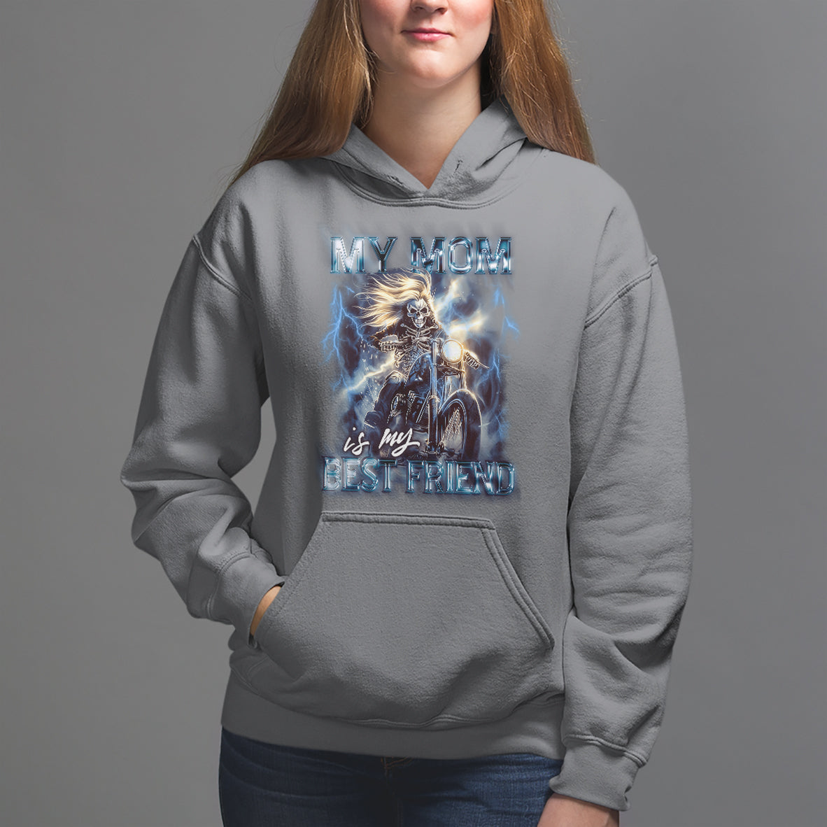 Mother's Day Hoodie My Mom Is My Best Friend Cool Mommy Motorcycle - Wonder Print Shop