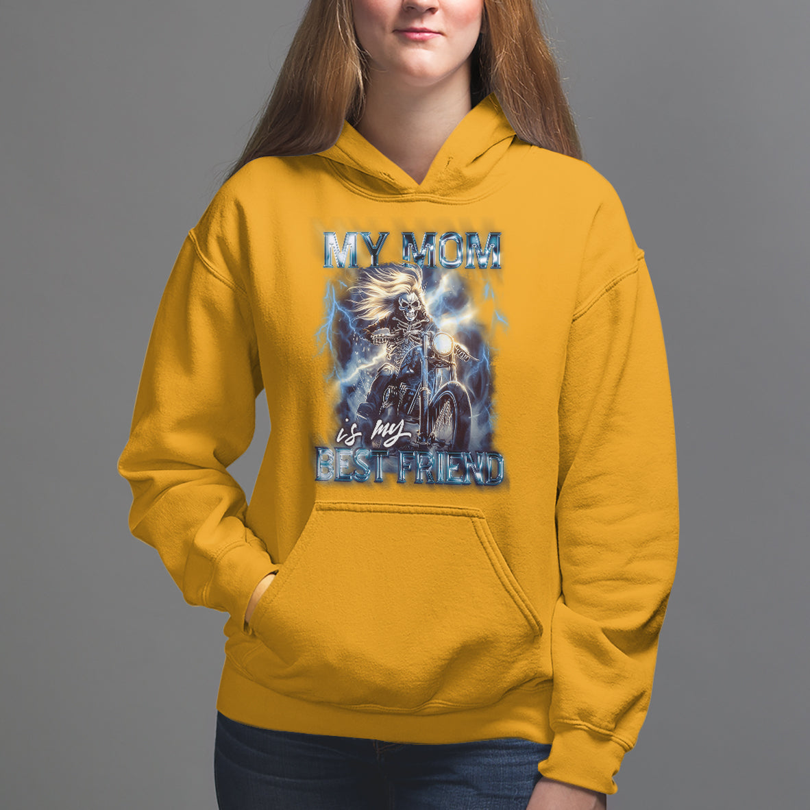 Mother's Day Hoodie My Mom Is My Best Friend Cool Mommy Motorcycle - Wonder Print Shop