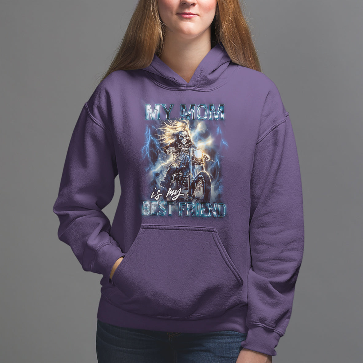 Mother's Day Hoodie My Mom Is My Best Friend Cool Mommy Motorcycle - Wonder Print Shop