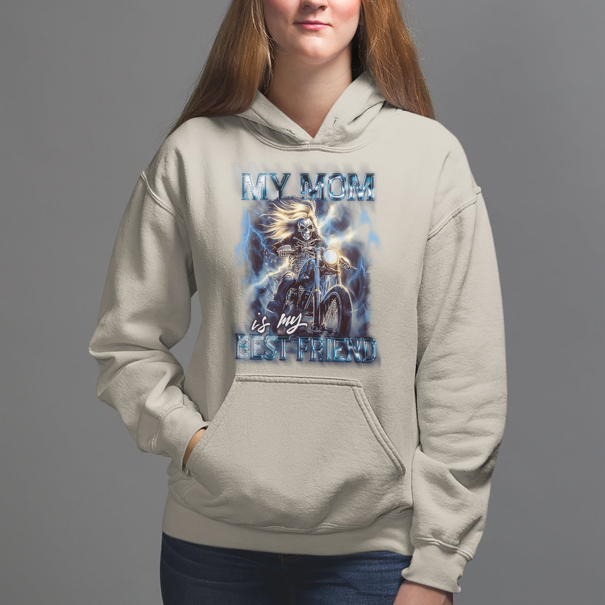 Mother's Day Hoodie My Mom Is My Best Friend Cool Mommy Motorcycle - Wonder Print Shop