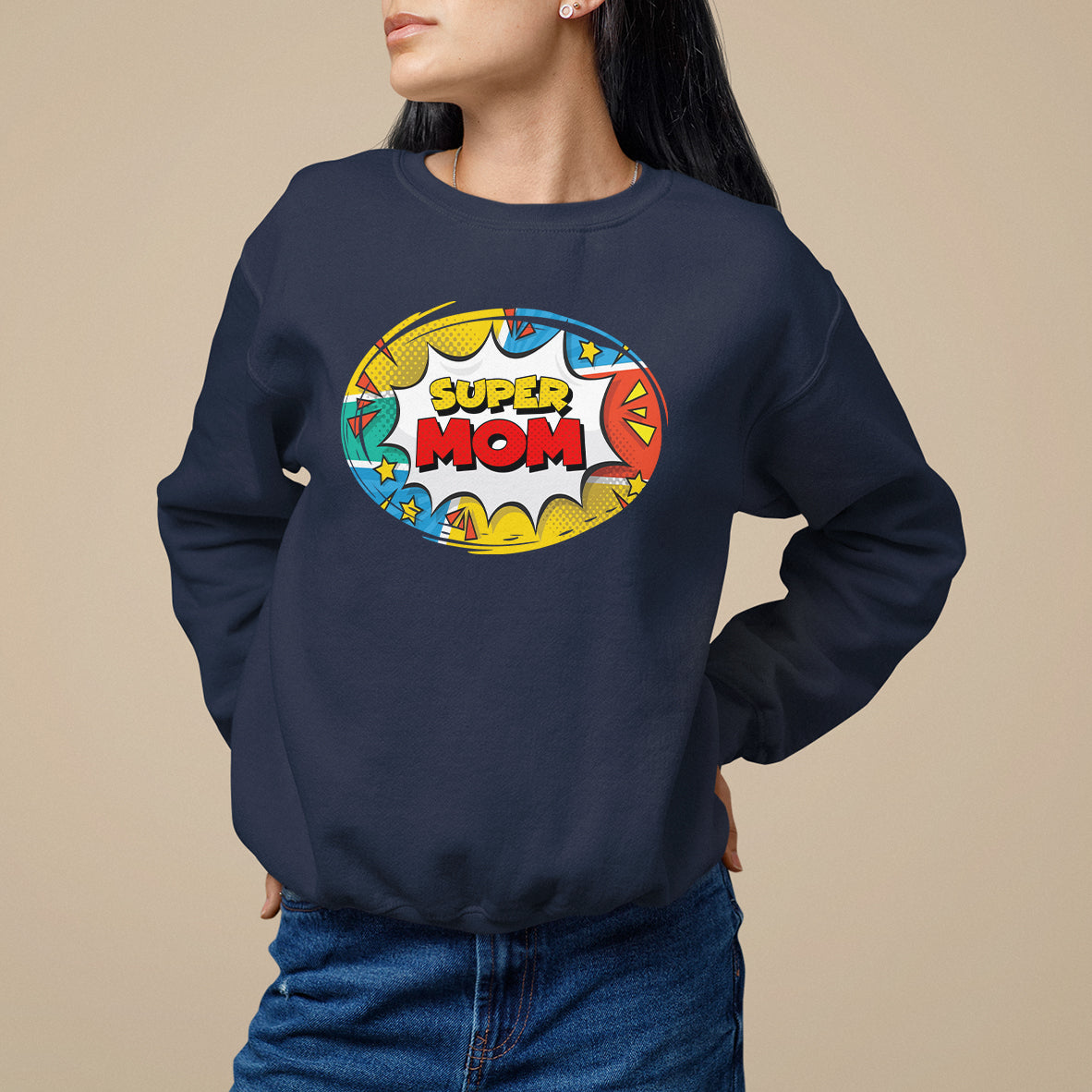 Mother's Day Super Mom Comic Sweatshirt - Wonder Print Shop