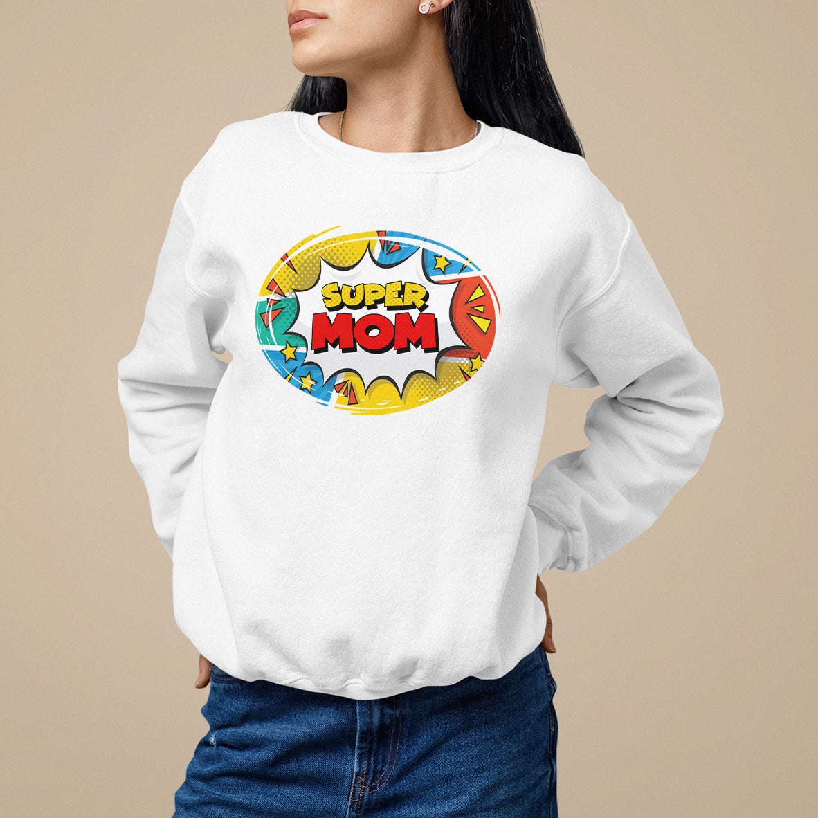 Mother's Day Super Mom Comic Sweatshirt - Wonder Print Shop