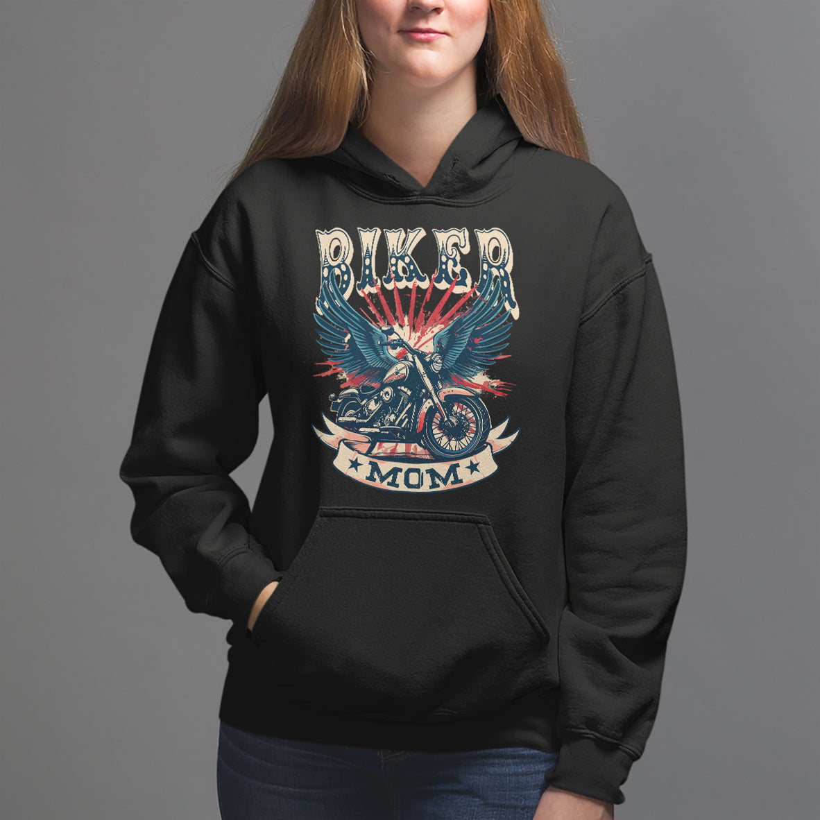 Mother's Day Hoodie Biker Mom Cool Mommy Motorcycle - Wonder Print Shop