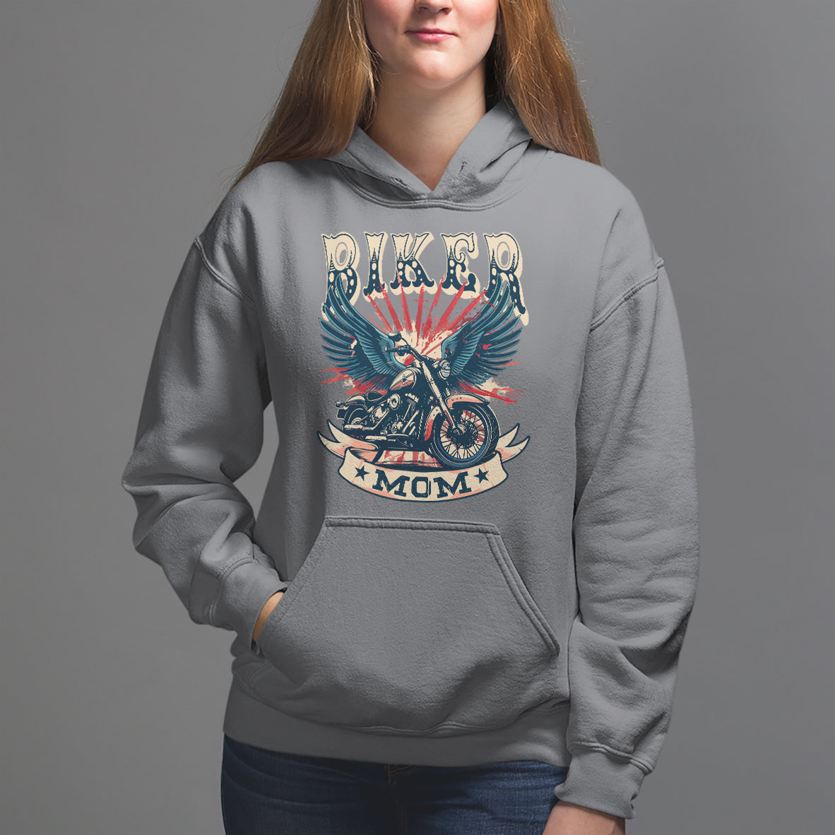 Mother's Day Hoodie Biker Mom Cool Mommy Motorcycle - Wonder Print Shop