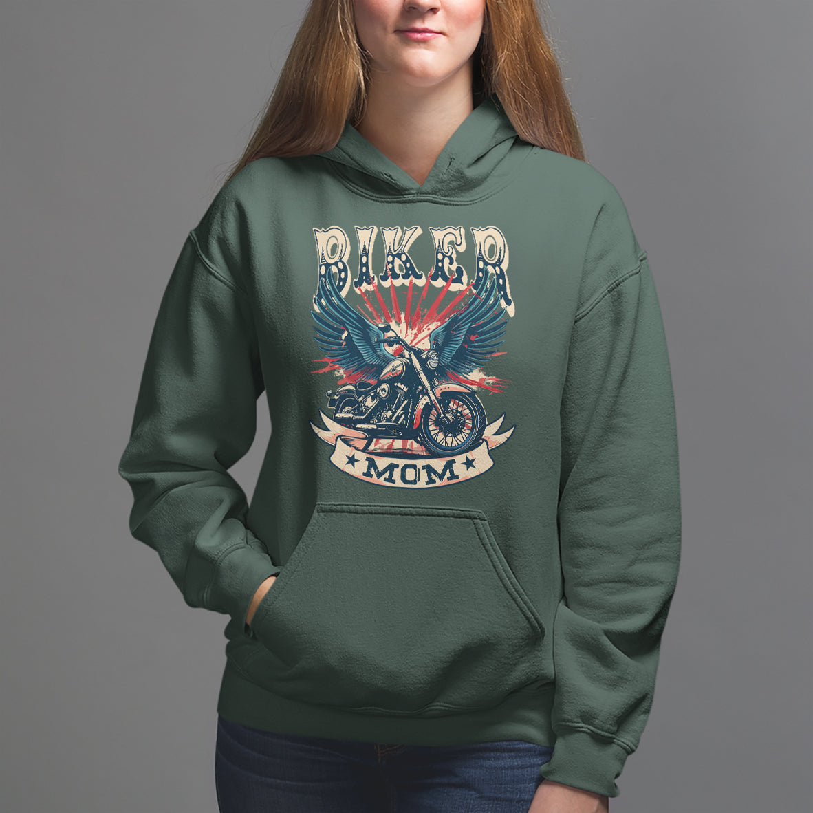 Mother's Day Hoodie Biker Mom Cool Mommy Motorcycle - Wonder Print Shop