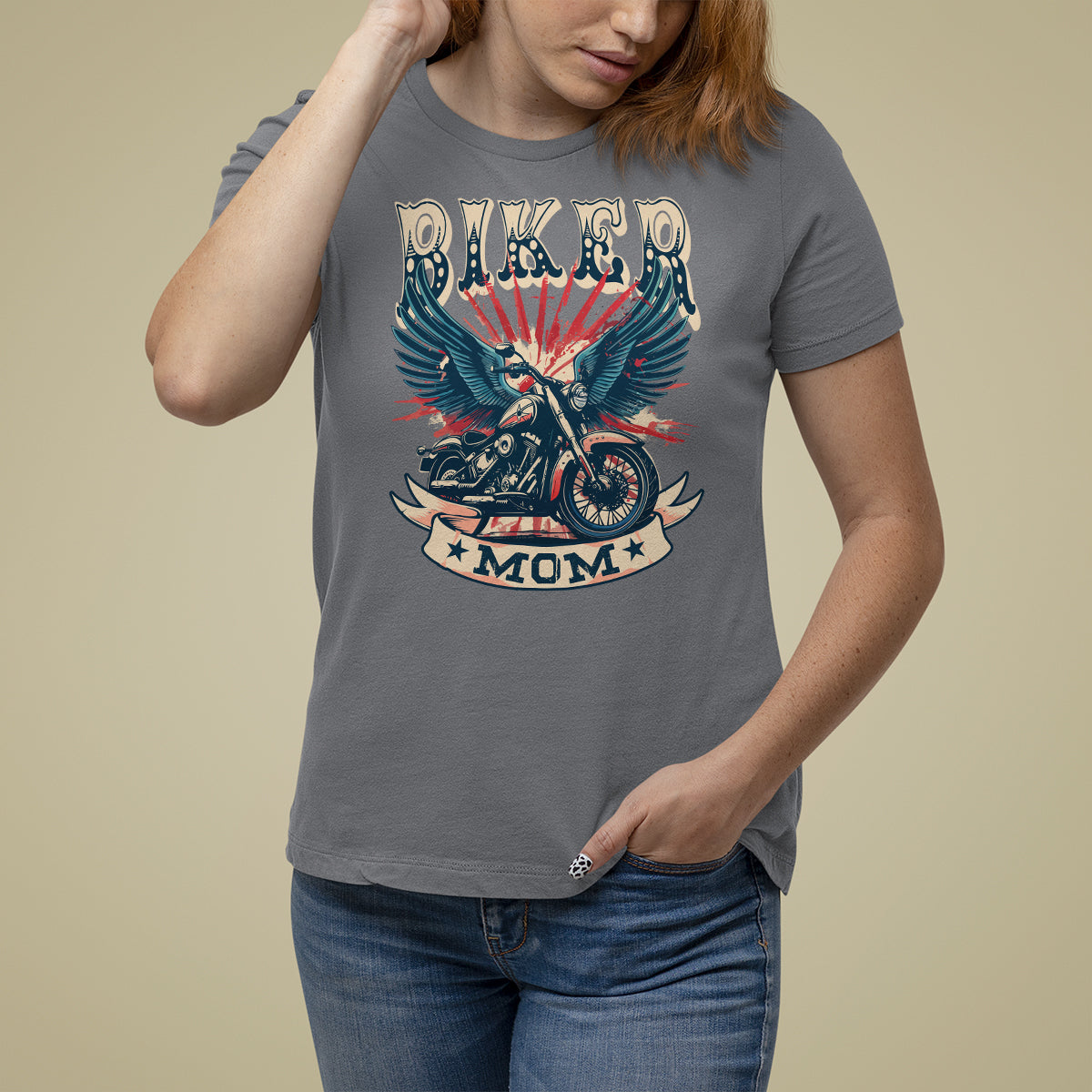 Mother's Day T Shirt For Women Biker Mom Cool Mommy Motorcycle - Wonder Print Shop
