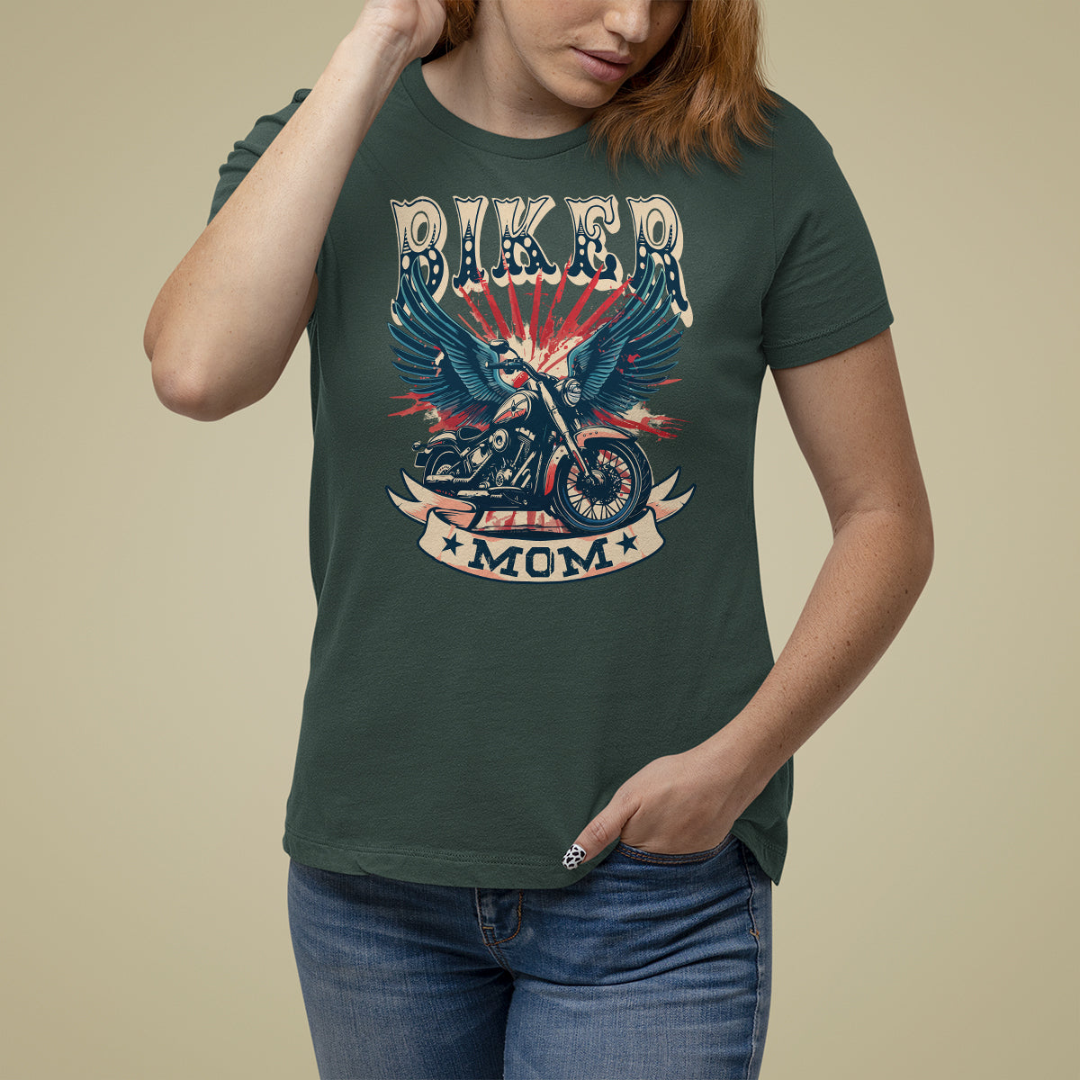 Mother's Day T Shirt For Women Biker Mom Cool Mommy Motorcycle - Wonder Print Shop