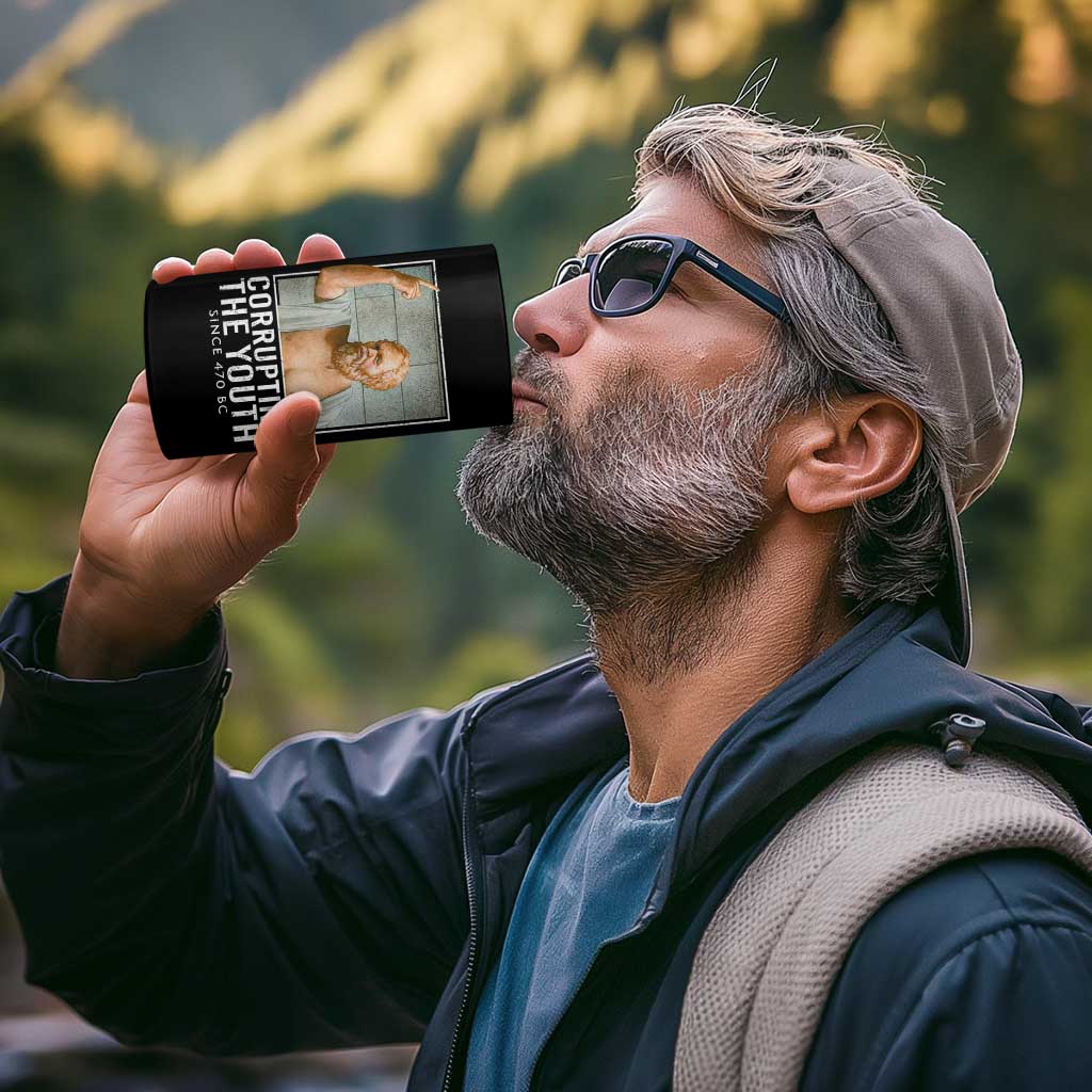 Funny Greek Philosophy Socrates 4 in 1 Can Cooler Tumbler Corrupting The Youth Philosopher