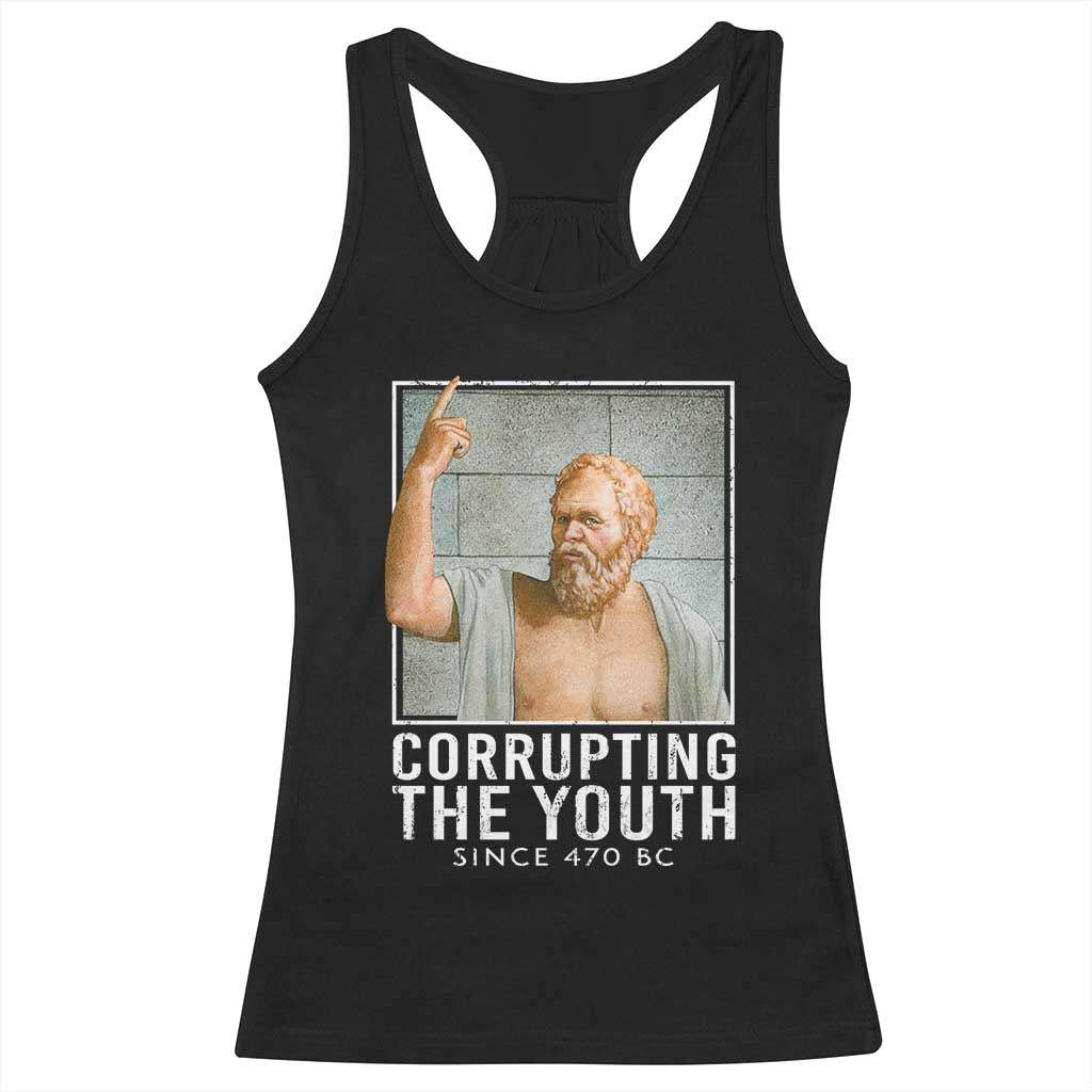Funny Greek Philosophy Socrates Racerback Tank Top Corrupting The Youth Philosopher